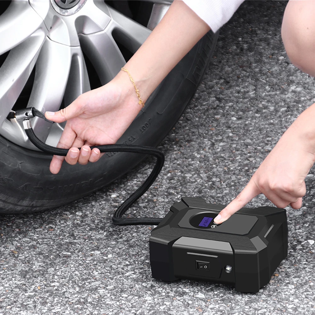 120W Tire Inflator Air Compressor DC12V Smart Tire Pump With Tire Pressure Gauge Emergency LED Light For Car Motorcycle Ball