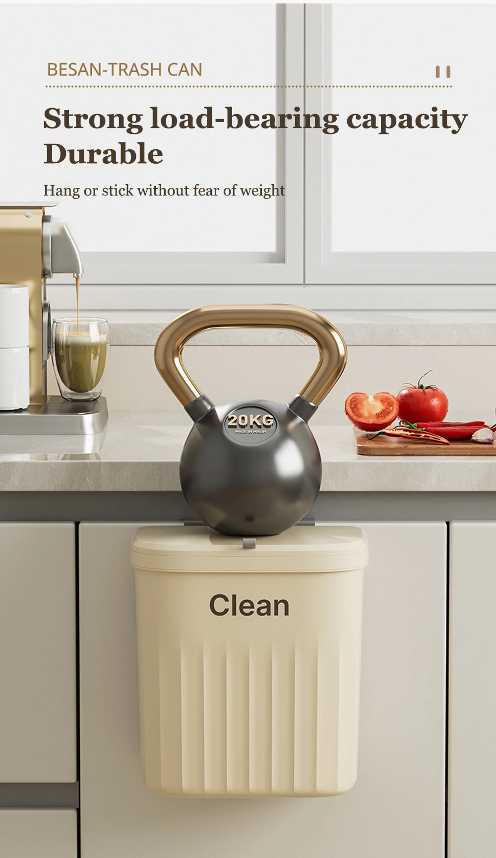 8.5/12L Hanging Trash Can For Kitchen Cabinet Door Wall Mounted Recycling Garbage Basket with Lid Bathroom Kitchen Accessories