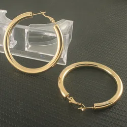 Gold Color Fashion Round Stainless Steel Jewelry Simple Hoop Earrings Personality Bijoux En Acier Inoxydable Femme EGKZAWAF