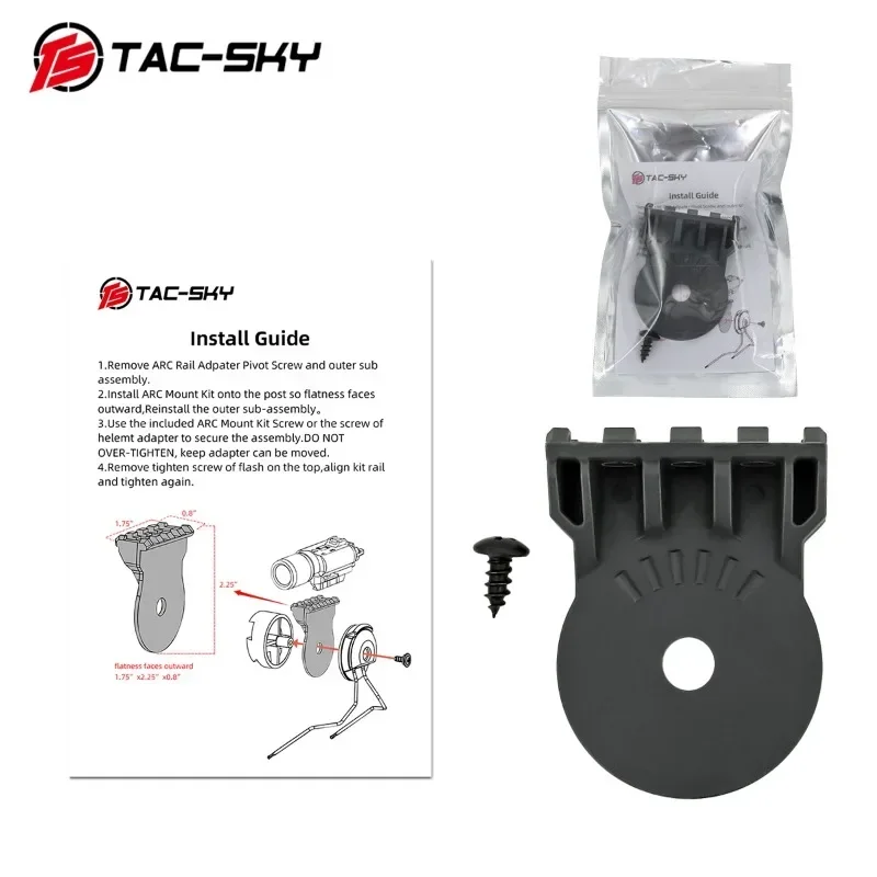 TS TAC-SKY Tactical Flashlight Helmet Mounting Kit for PELTO COMTAC Helmet Mount ARC Rail Adapter