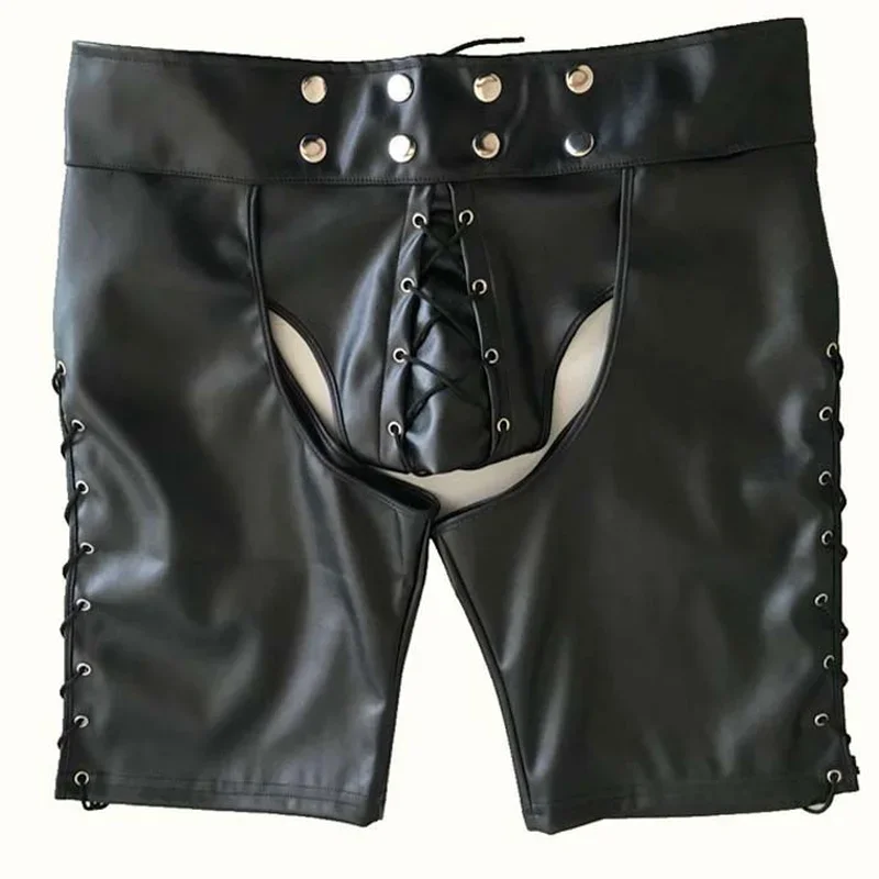 Latex Broek Sexy Clubwear Lingerie Glanzende Wetlook Lederen Kont Erotische Korte Broek Man Boxer Shorts