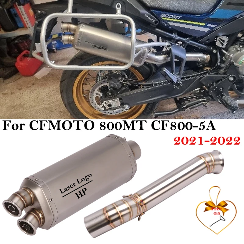 

Slip On For CFMOTO 800MT 800 mt CF800-5A 2021 2022 Motorcycle Exhaust Escape Moto Modify Mid Tube Link Pipe Double Hole Muffler