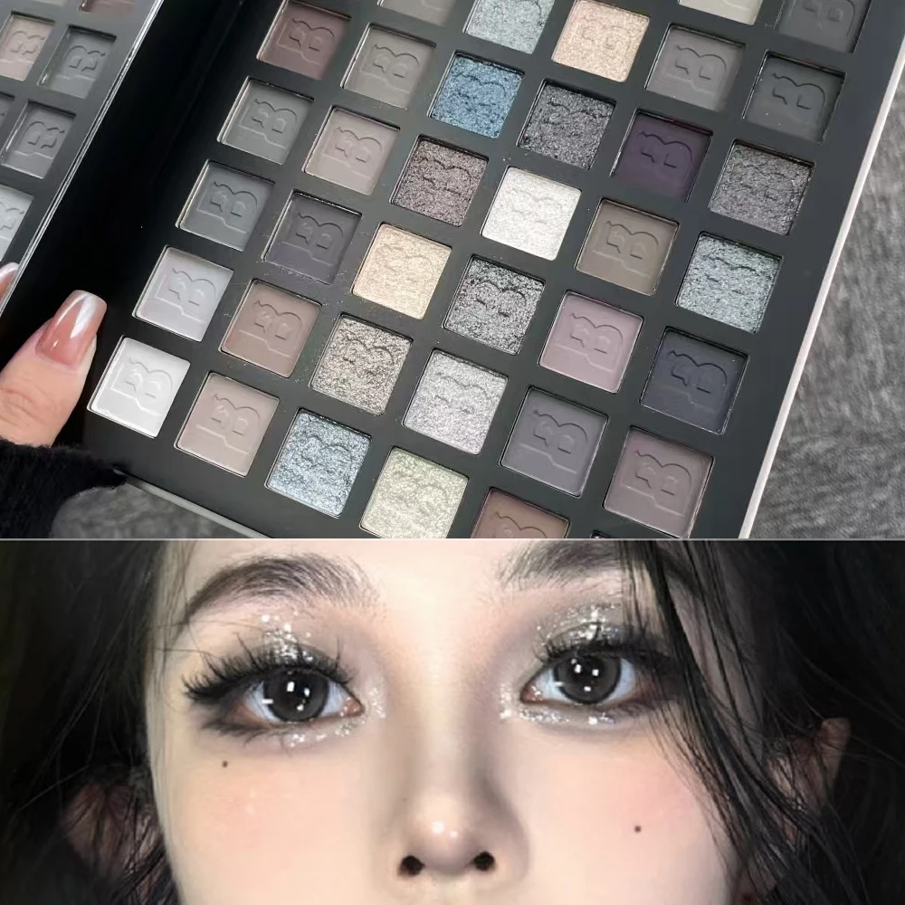スモークアイシャドウプレート マットパールエフェクト 爆発的な輝き ハイグロス セメントグレー アイシャドウプレート 韓国アイメイク 42色