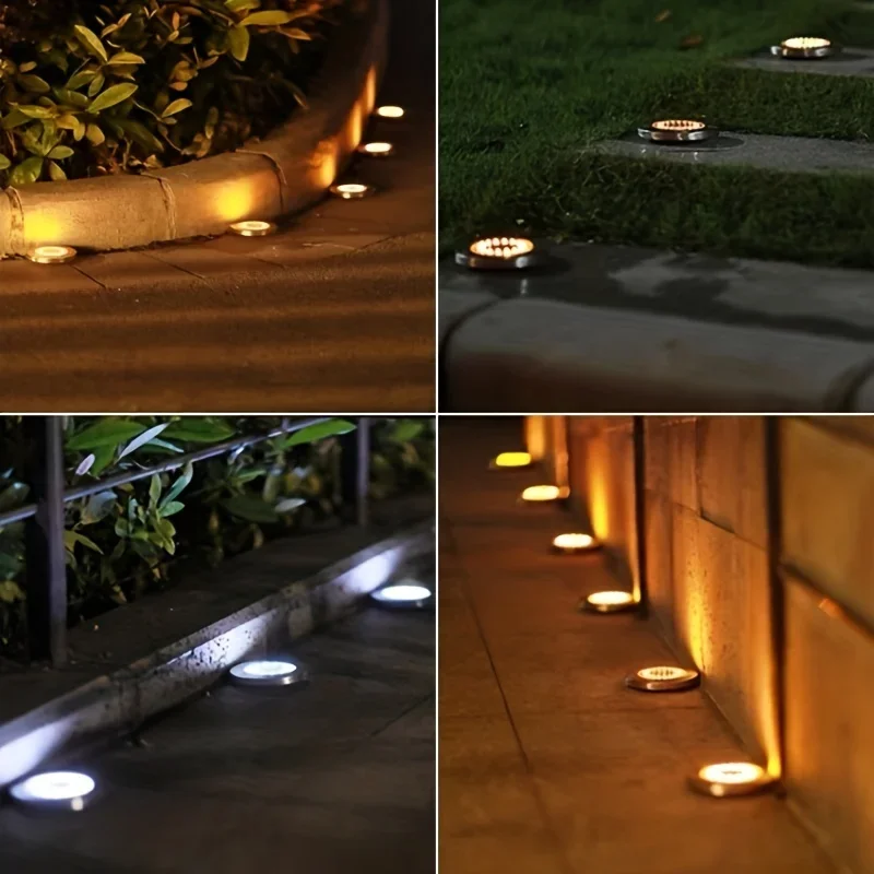 4pcs Solar Outdoor Floor Lights, Each LED Lamp Contains 8 Beads, Solar Buried Lights Lawn and Garden Lights Garden Street Lights