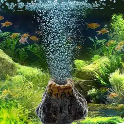 Aquarium Volcano Bubble Stone Fish Tank Decoration Volcano Landscape Rockery Can Install Oxygen Pump Home Crafts Ornament