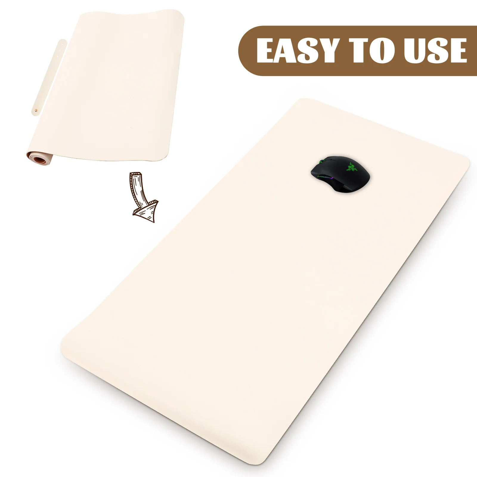 

Large Desk Mat Mouse Pad PVC Cork Protective Multifunctional Practical Decorative Smooth Surface Reinforced Edges Office
