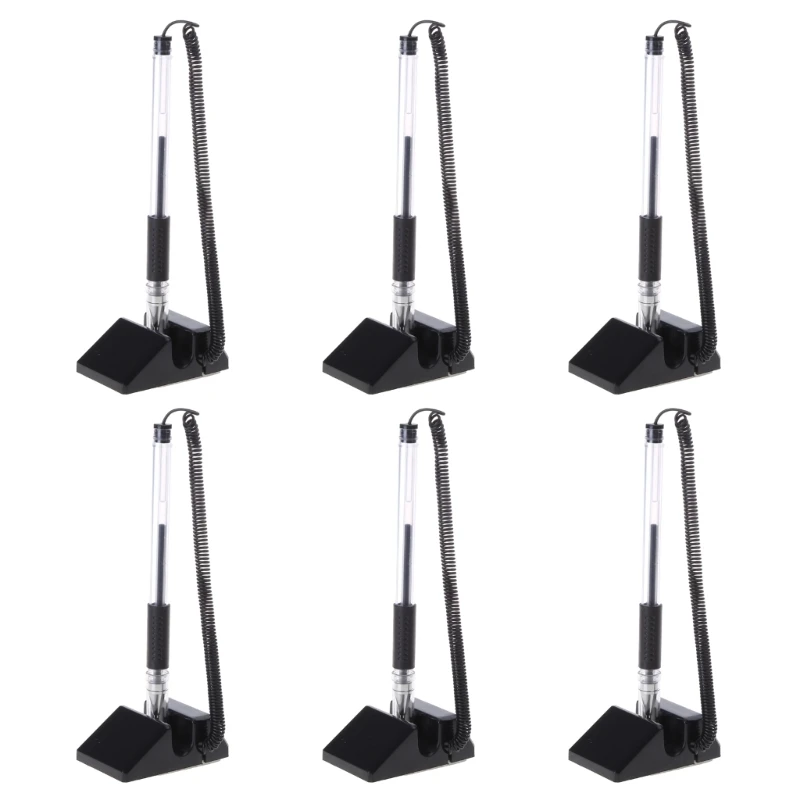 

6pcs Counter Pens with Adhesive Chain Secure Gel Pen for Reception Desk