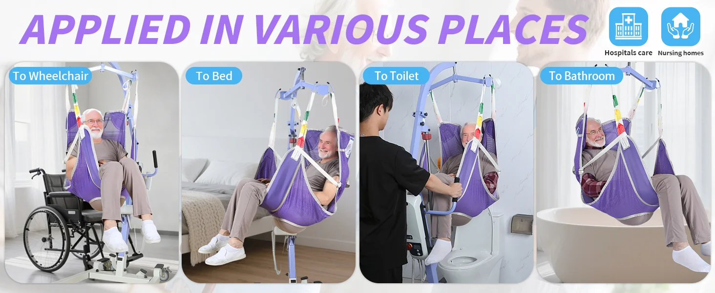 Ehucon Patienten-Trageschlinge Hoyer-Hebevorrichtung mit Toilettenöffnung für Ältere, Übergewichtige und Behinderte, SWL 500 lbs – Detail 2