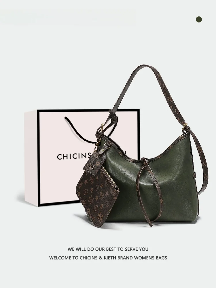 

Luxury Leather Tote Bag Women's Large Capaci Versatile Armpit oulder Bag CHICINSKIETH Casual Simple Sle Magnetic Bule...