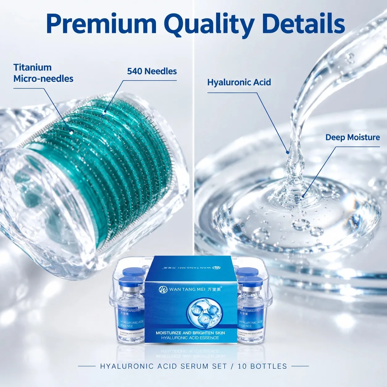 WANTANGMEI Hyaluronic Acid Hydrating and Anti-Wrinkle HydraFacial with 0.25mm Micro-Needling Moisturizing Serum