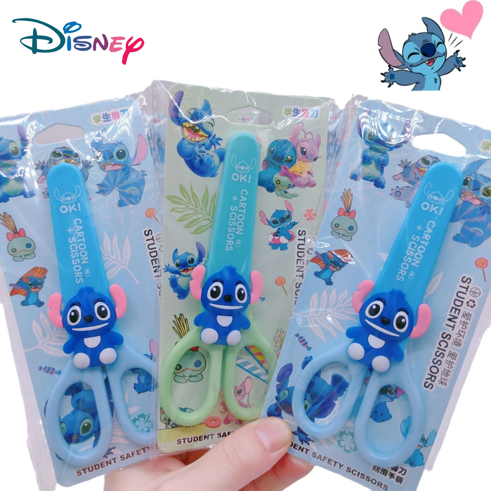 

3pcs Disney Stitch Silicone Stainless Steel Scissors Kids Safty Cartoon Student Office Stationery Scissors School Supplies Gift