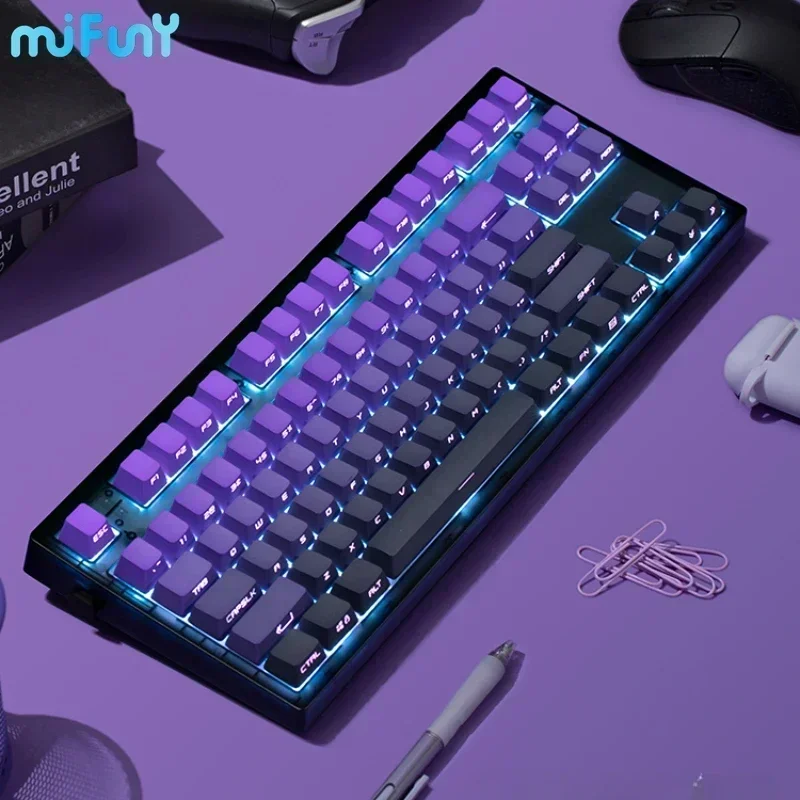 MK870 Mechanical Keyboard Custom Bluetooth 87 Key Teclado Tri Mode Hot Swapping RGB Backlit Gamer Office Work Wireless Keyboards