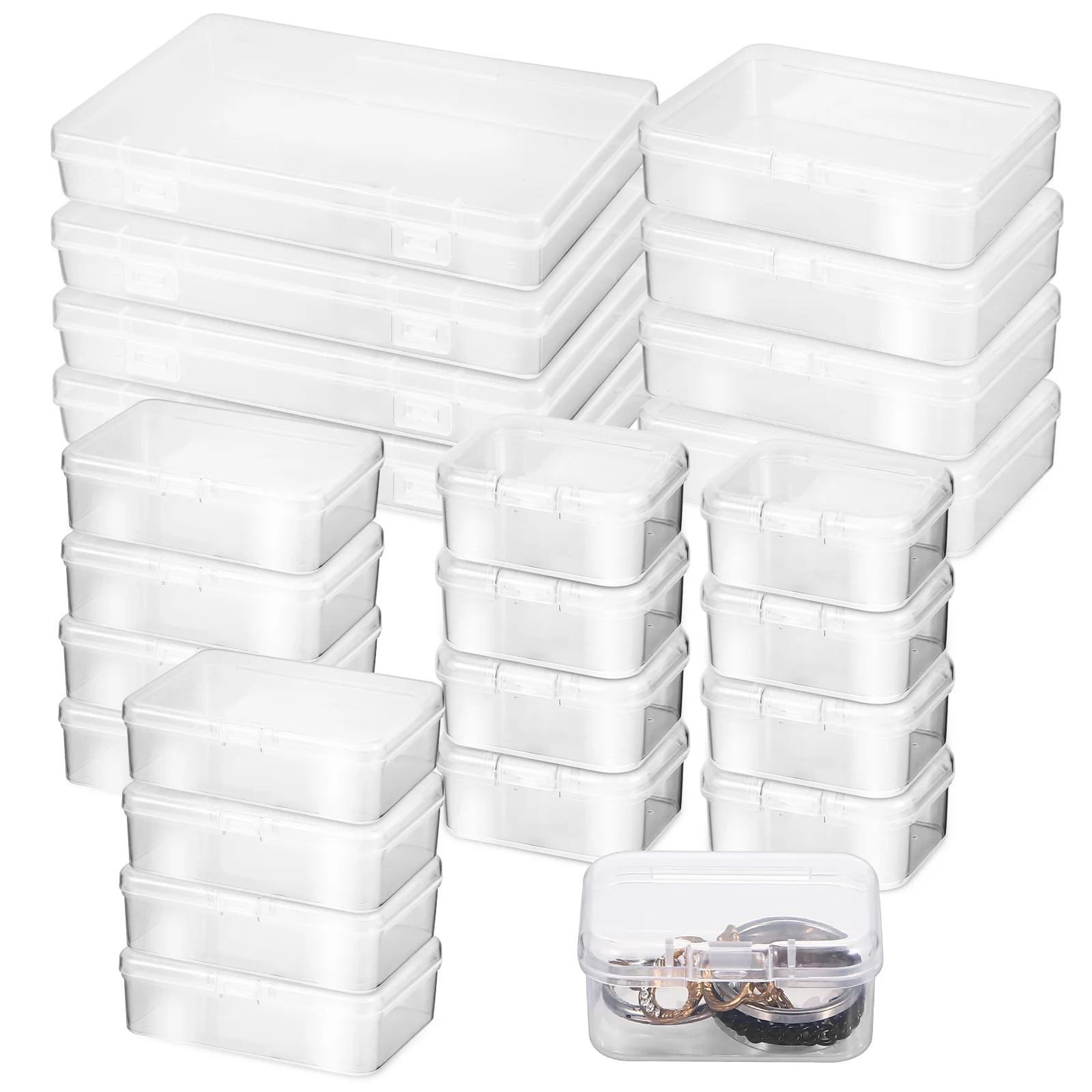 

24 Pcs Transparent Plastic Box Small Containers with Lids Tools Boxes Jewelry Crafts Clear Storage Pp Beads Organizer Travel