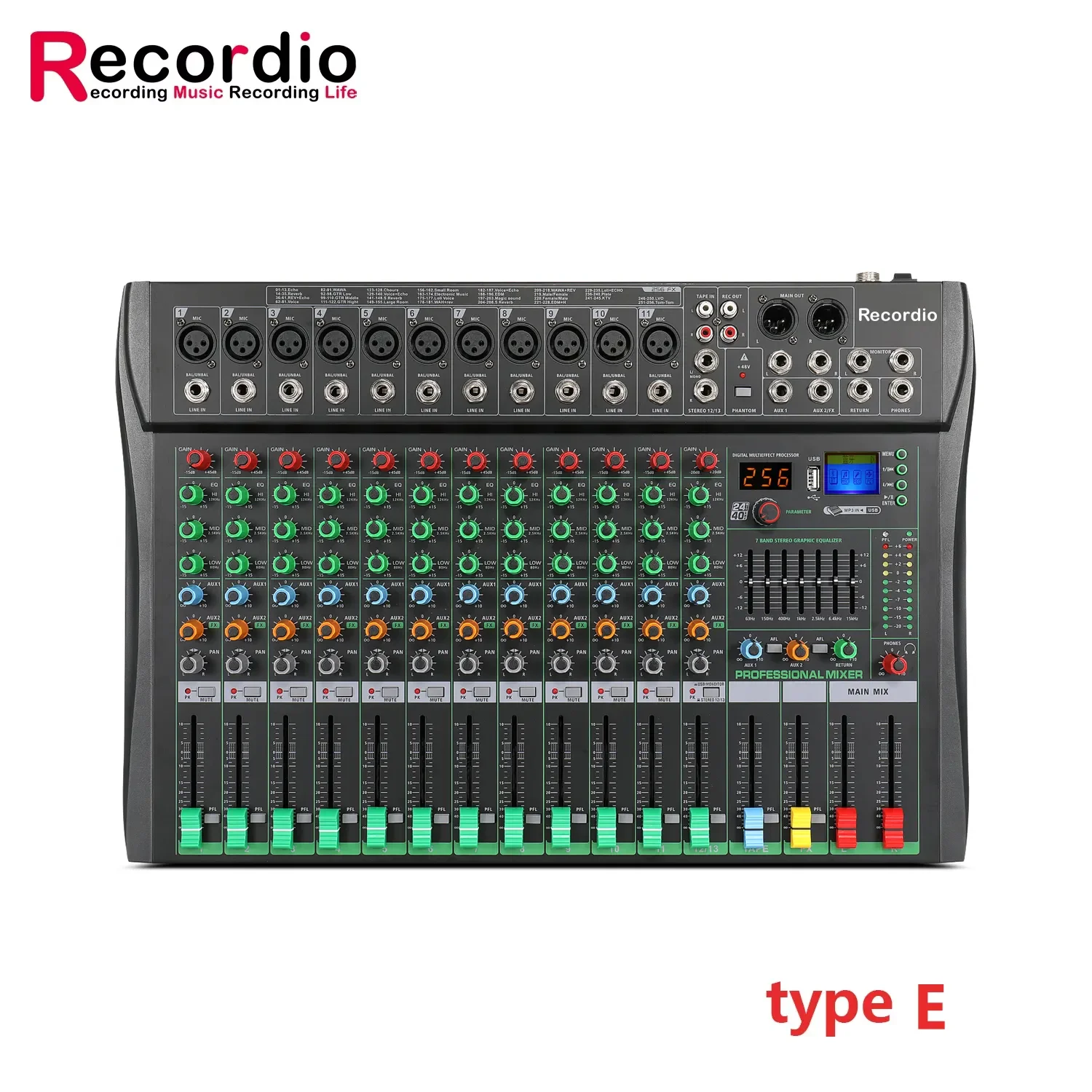 GAX-CT12 High Quality Professional 12-channel audio mixer with BT USB for Stage Performances