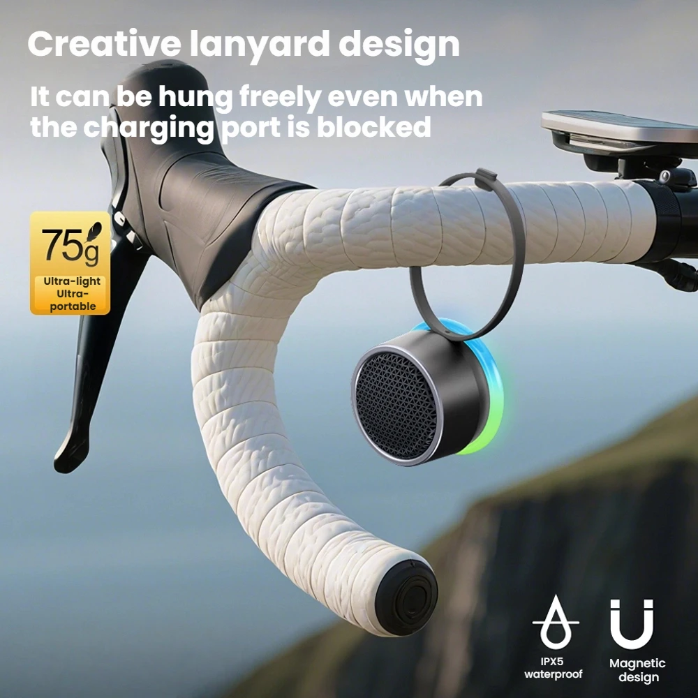 

Магнитный портативный Bluetooth-динамик Mini TWS RGB с подсветкой, держатель для телефона, беспроводной маленький сабвуфер для езды на велосипеде, спортивный подарок на день рождения