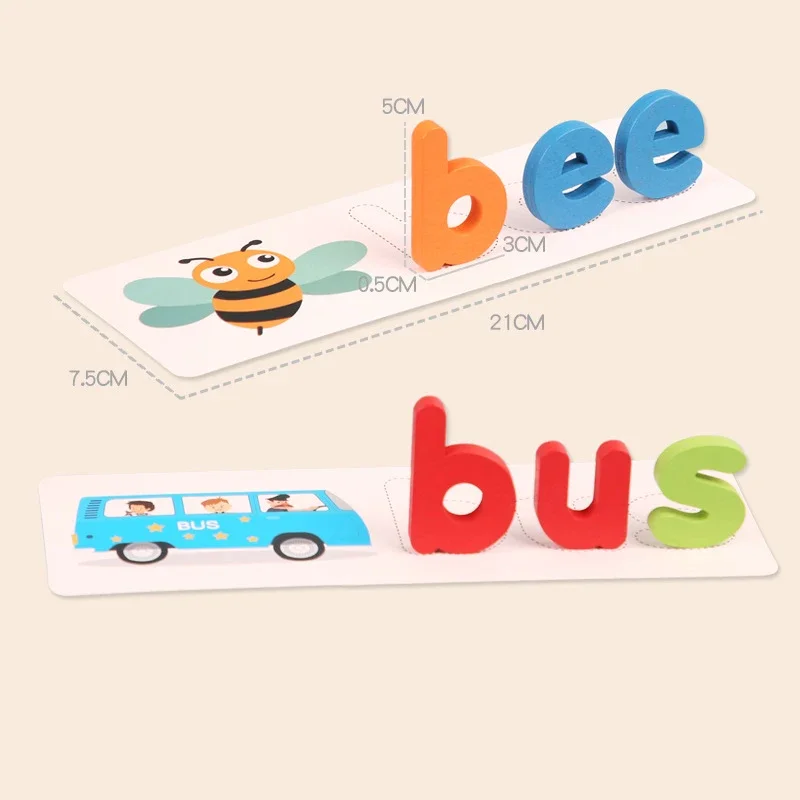 Nuevos juguetes de madera 26 alfabeto inglés, práctica de ortografía, Educación Temprana, tarjeta cognitiva, juguete, juego de palabras de hechizo, regalo para niños