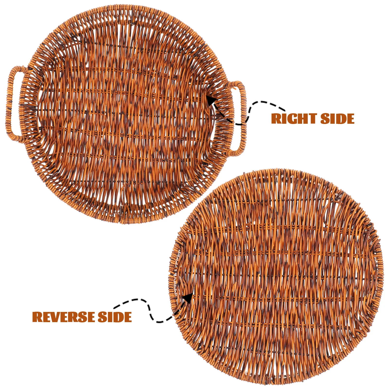 

Round Woven Bread Basket Imitation Rattan Rustic Design Fruit Vegetable Serving Tray Storage Basket Home Kitchen