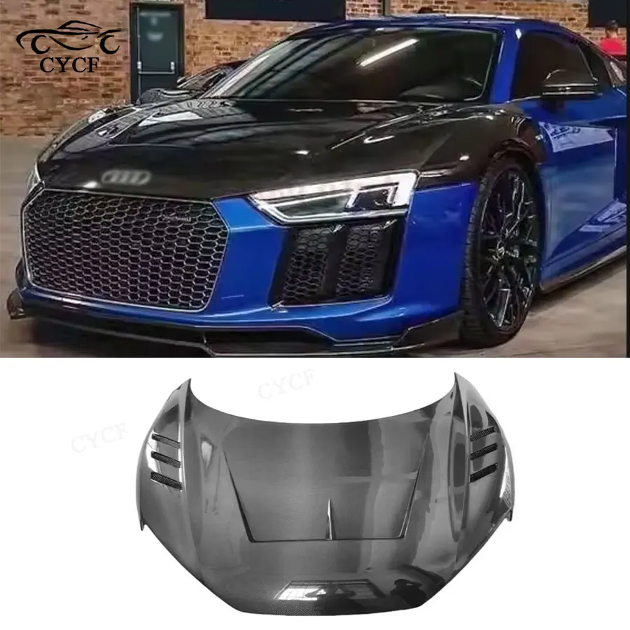 For Audi R8 2016-2017 Carbon Fiber Front Bumper Hood Hood Hood Ventilation Cover Car Styling Auto Accessories
