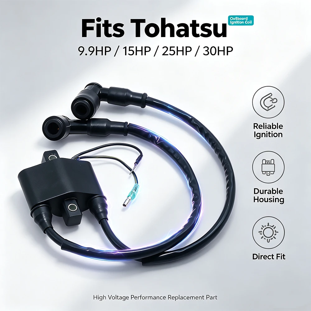 High Voltage Ignition Coil For Tohatsu 9.9HP M9.9D M9.9D2 15HP M15D2 18HP M18E2 25HP M25C M25C2 M25C3 30HP M30A3 M30A4 2003
