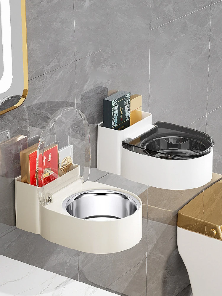 

BOLTIFY Innovative Personalized Bathroom Storage Box, Fashionable Non-Perforated Stainless Steel Wall Hanging Ashtray