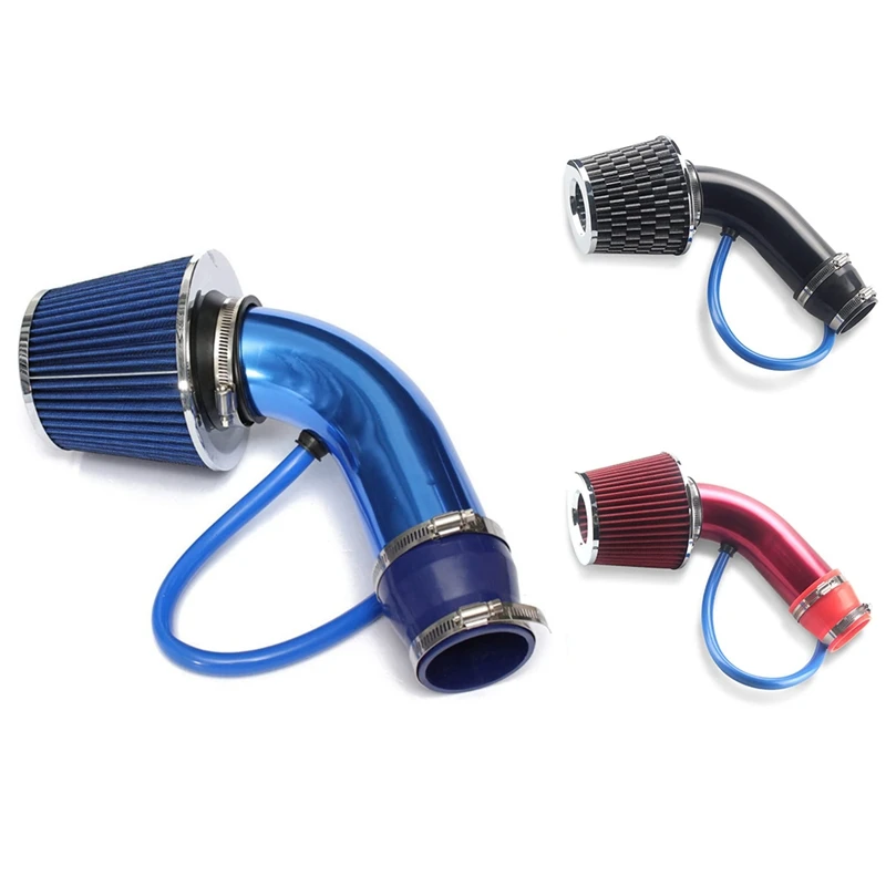 Universal Car Racing Cool Air Intake Kit 3Inch Pipe Aluminium Automotive Filter Induction Low Hose And Clamp Kits