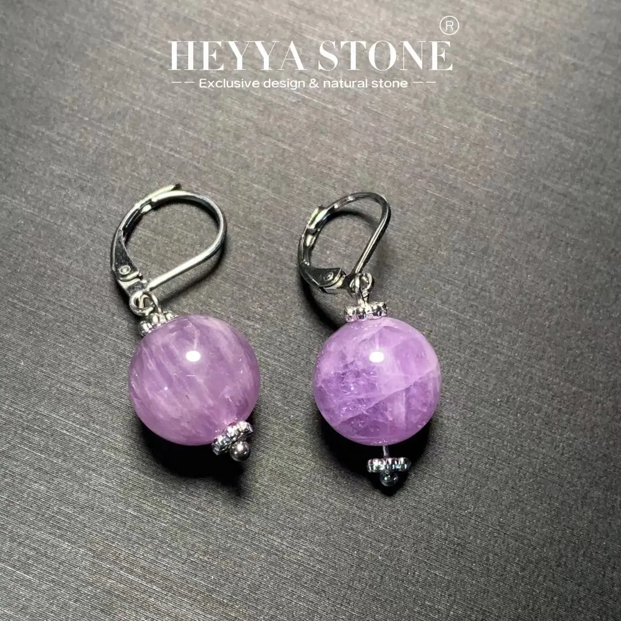 HEYYA STONE 10MM Natural Lavender Amethyst Drop Earrings Simple Classic 925 Sterling Silver Gemstone Jewelry