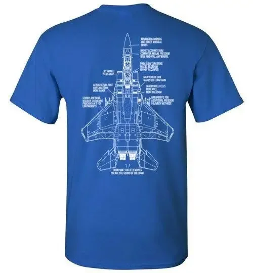 100% Cotton O-Neck Summer Short Sleeve Casual Mens T-shirt Size Brings The Freedom F-15 Fighter Blueprint T-Shirt heavyweight