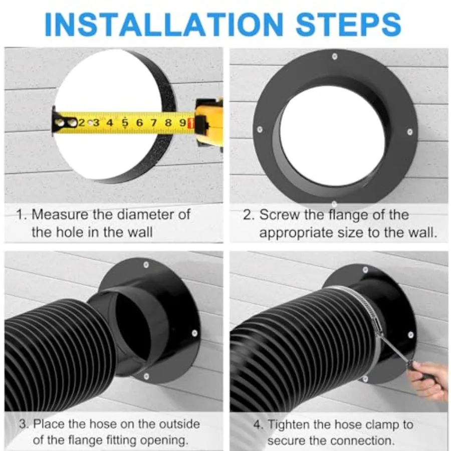 Duct Connec Fe 6 Inch, Platic 6 Inch Dut Collecn Fitting Dryer Vent Connec Fe For Heating Cooling Ventilan ytem, Black. view 3
