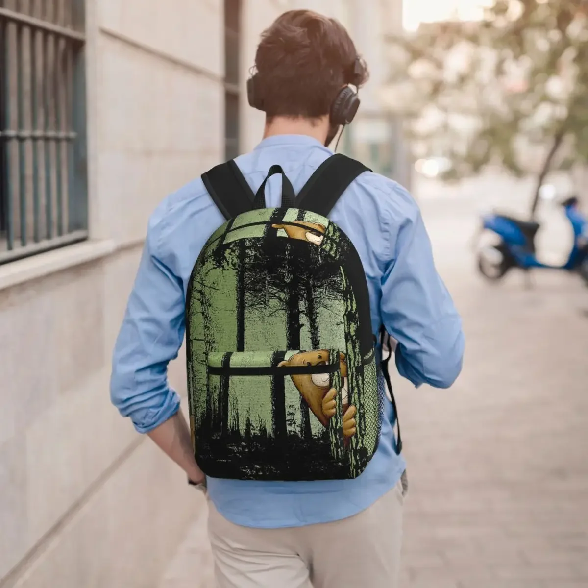 Bear Hiding In Twilight Forest Outdoor Student Backpack School Bag Hiking Travel Daypack for Boys Girls Bookbag Shoulder Bags