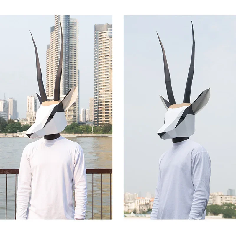 Pre-Cut Goat Tibetan Antelope Adult Mask, Paper Model,3D Papercraft Art, Origami Costume Party Cosplay,Handmade DIY, RTY107 image 5