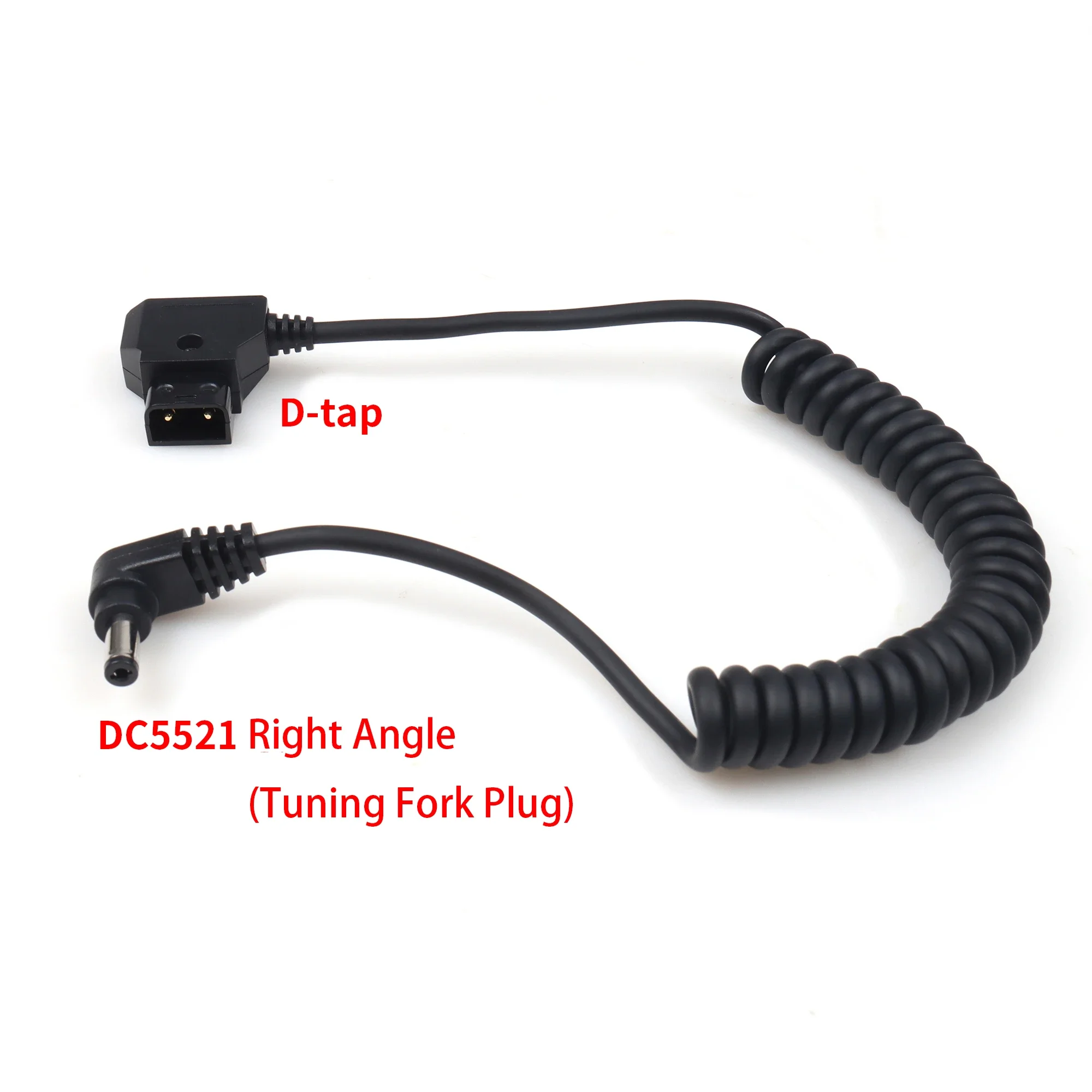 D-tap to DC5.5*2.1mm 90 Degrees Angle Male  DC Coiled Cable for Atomos Ninja Shogun SmallHD Monitor Blackmagic