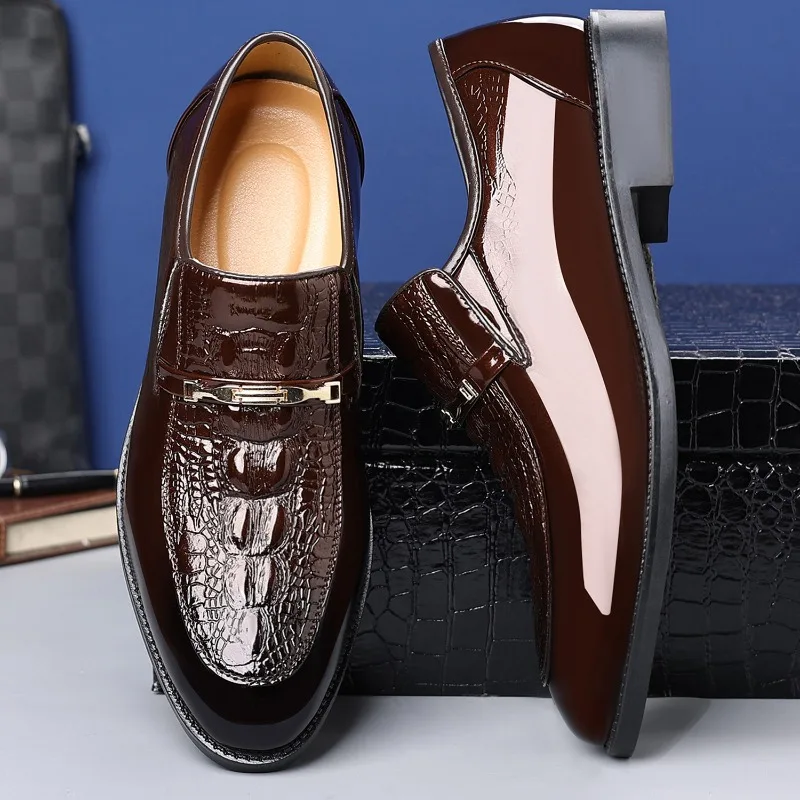 Luxury Men Dress Shoes Crocodile Leather Business Casual Shoes for Men Wedding Party Shoes High Quality Slip on Loafers Big Size - Image 5
