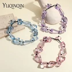 Cute Candy-colored Transparent Resin Beads Necklaces for Women Beaded Chain Choker Necklace For Girls Fashion Jewelry Party Gift