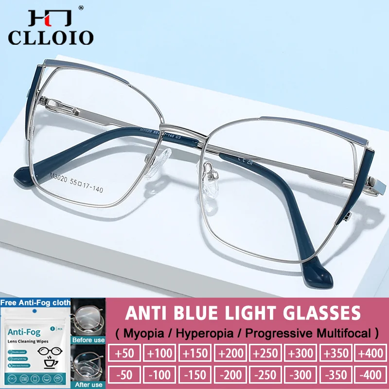 

CLLOIO Fashion Design Lady Butterfly Cat Eye Large Frame Glasses Women Blue Light Blocking Myopia Hyperopia Prescription Eyeware
