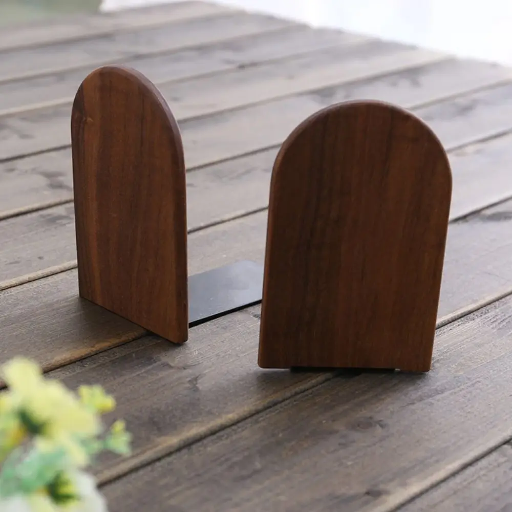 Display Holder Nature Wooden Bookends Desk Organizer Beech Walnut Desktop Bookshelf INS Simple Book Support Rack Magazine