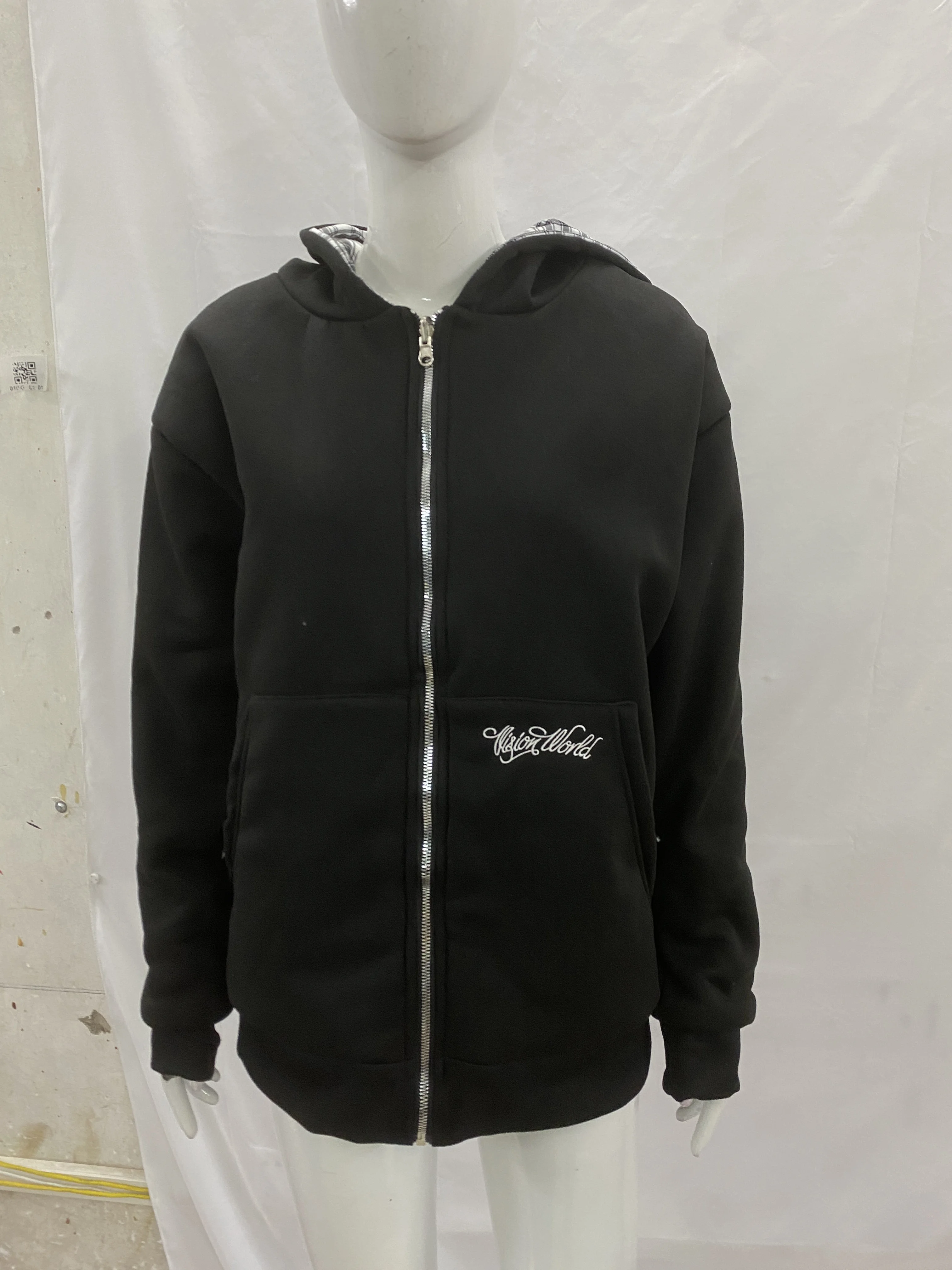 

Autumn and Winter New Fashionable Men's and Women's Loose Hooded Zipper Hoodie Ins Plaid Lining Versatile