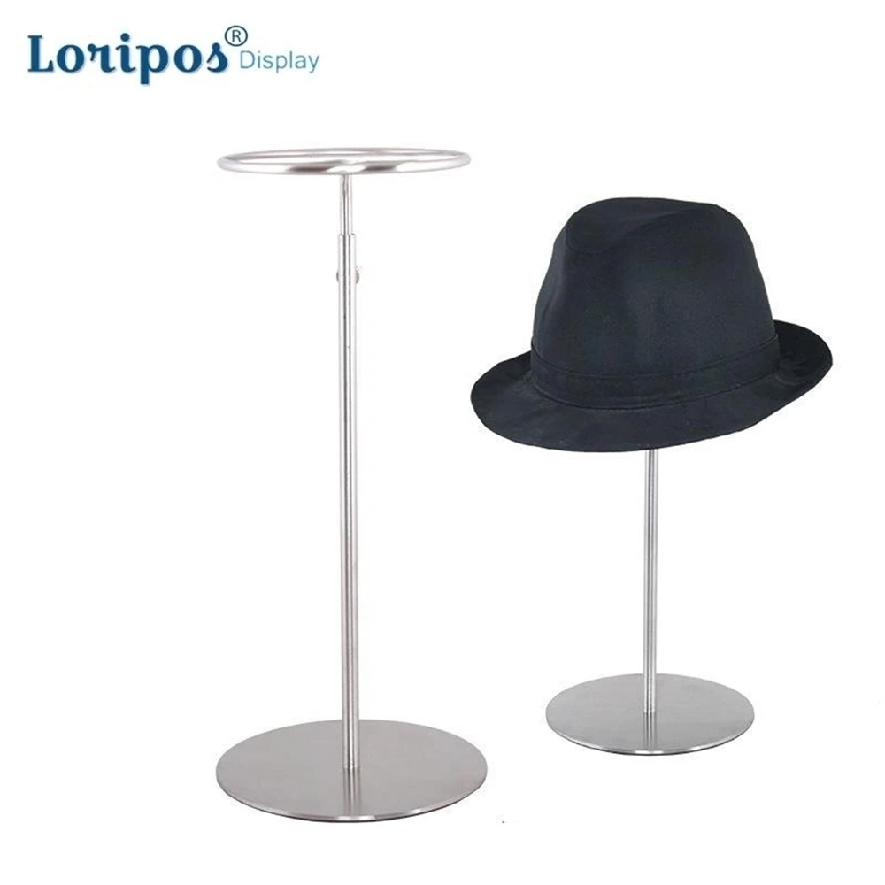 

Stainless Steel Silvery Metal Hat Rack Adjustable Hat Display Stand Jewelry Necktie Scarf Hanging Shelf Table Cap Display Rack