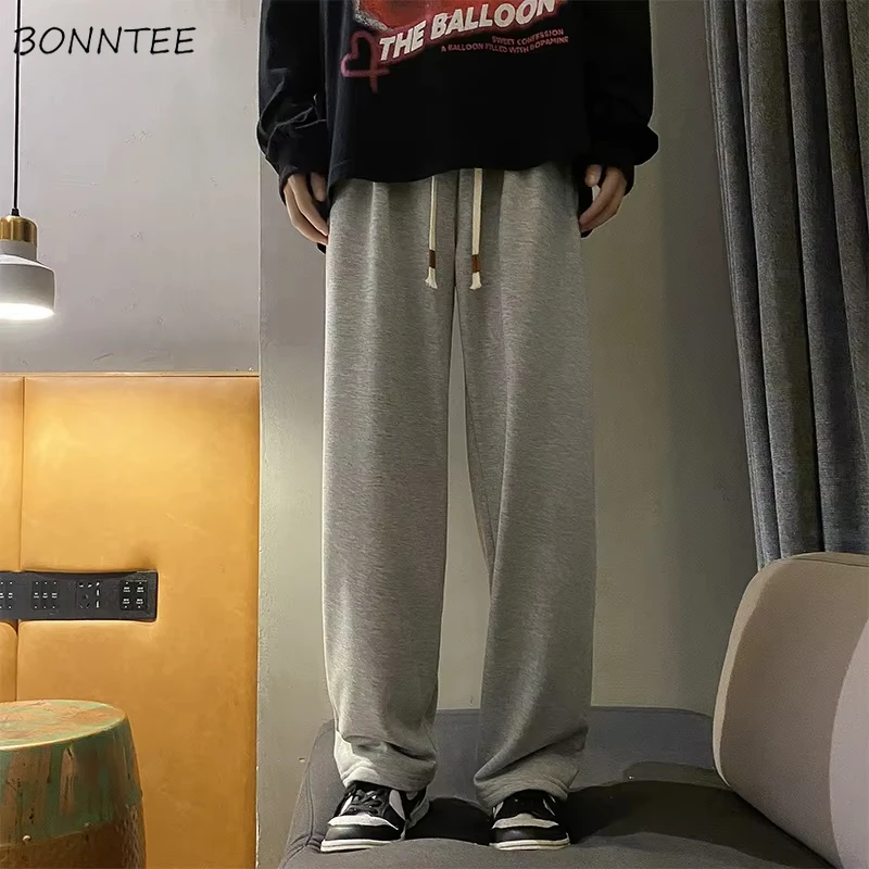 

Мужские повседневные брюки, винтажные однотонные мужские прямые брюки со средней талией, модные свободные брюки на шнуровке с вышивкой букв