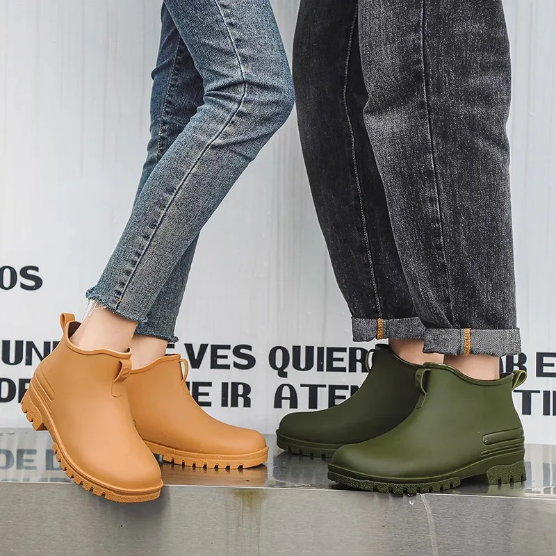 Couple's Fashionable Rain Boots Outdoor Waterproof Wear-resistant Non-slip Men's and Women's Fishing Casual Camping Rubber Shoes