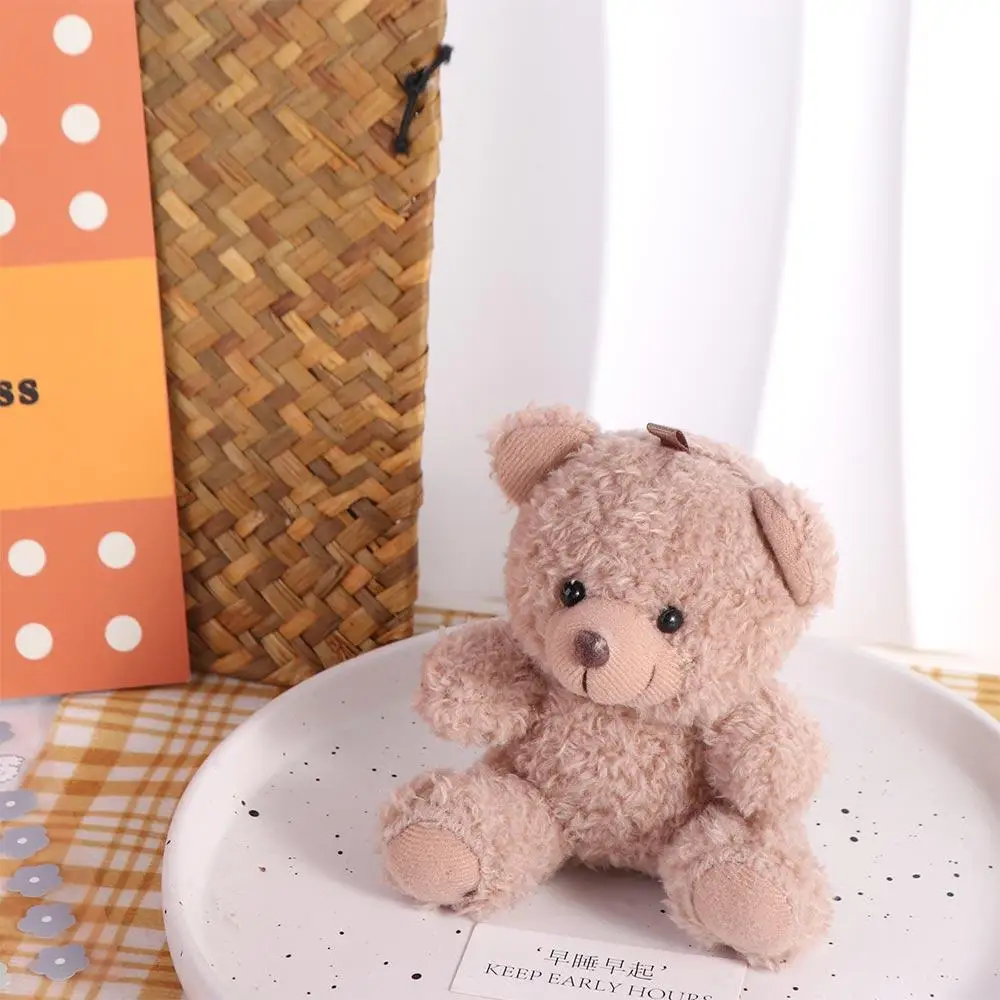 10Cm Curly Plush Sitting Doll Small Plush Toy Bear Bag Pendant DIY Wedding Gift Box Keychain Pendant 4 Color