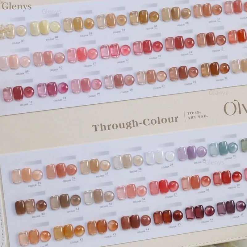 Glenys ชุดน้ำยาทาเล็บเจลเคลือบเงา48สีใสแบบเจลเคลือบเงากึ่งถาวรแบบนู้ดเจลแช่เล็บสำหรับร้านเสริมสวย