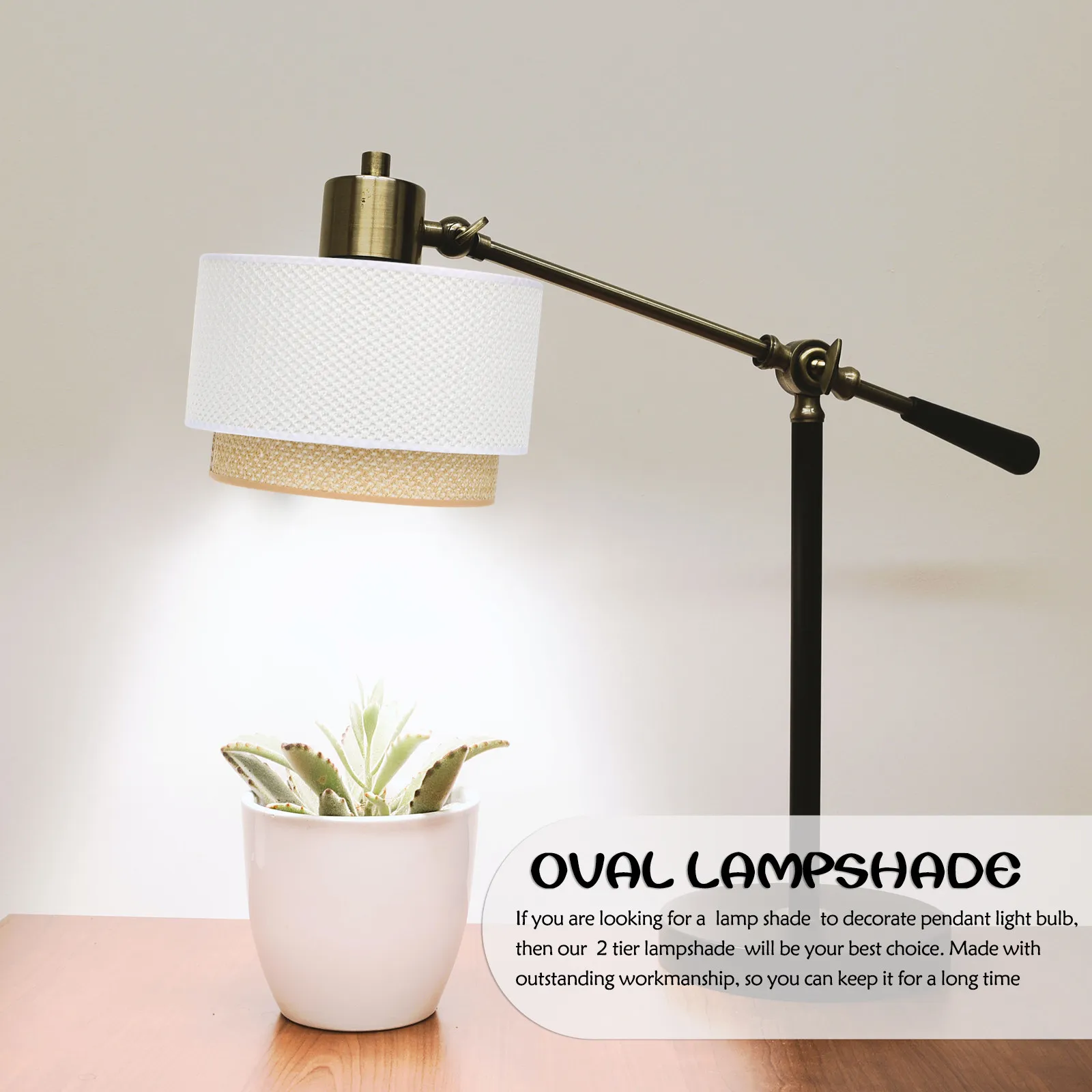 

2 Tier Fabric Lampshade Classic Metal Pendant Light Cover E27 E14 Layered Lamp Shade Home Decor Warm Atmosphere