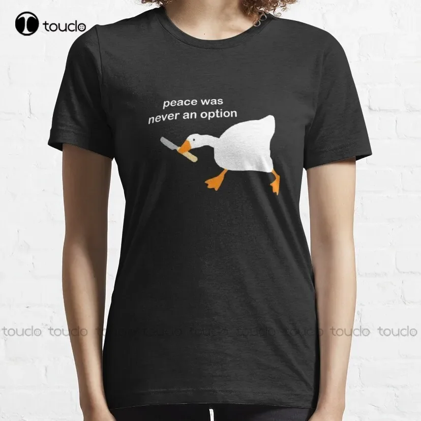 Untitled Goose Game With Knife Meme - Peace Was Never An Option  *Funny* Classic T-Shirt Teacher Tshirts Xs-5Xl Fashion Funny