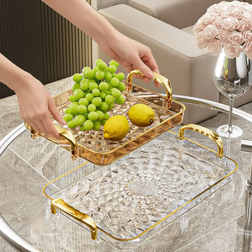 Edle Aufbewahrungsschale mit Großer Kapazität, Transparente Dessert- und Obstschale aus Kunststoff mit Doppelgriff, Snack-Platte, Küchenorganizer für Zuhause