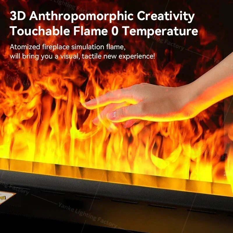 3D Atomized Fireplace Smart App Control Water Vapor Electric Steam Flame Humidifier Silent Indoor Fireplace TV Wall Home Decor