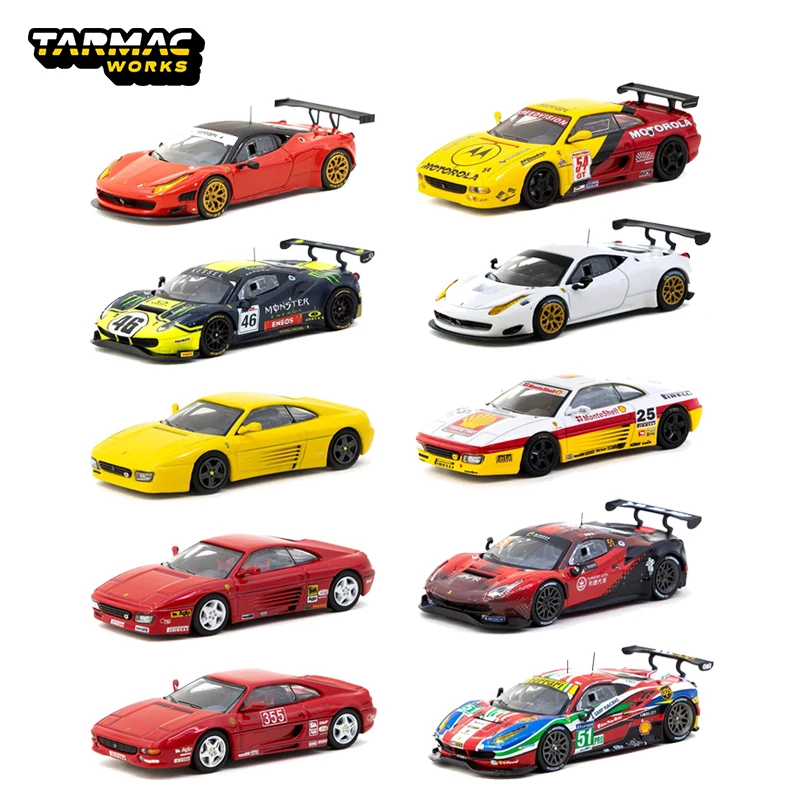 ターマック・ワークス-在庫あり-1-64-フェラーリ-458-488-gt3-345-f355-チャレンジ-ダイキャストカーモデル-コレクション-おもちゃ-ターマック・ワークス
