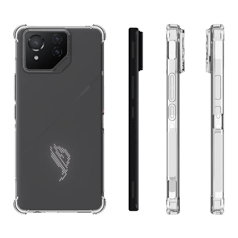 وسادة هوائية مضادة للصدمات لهاتف Asus Rog Phone 8 AI2401 وسادة هوائية شفافة من السيليكون غطاء خلفي من البولي يوريثان حافظة ناعمة لهاتف Asus Rog Phone 8 Pro
