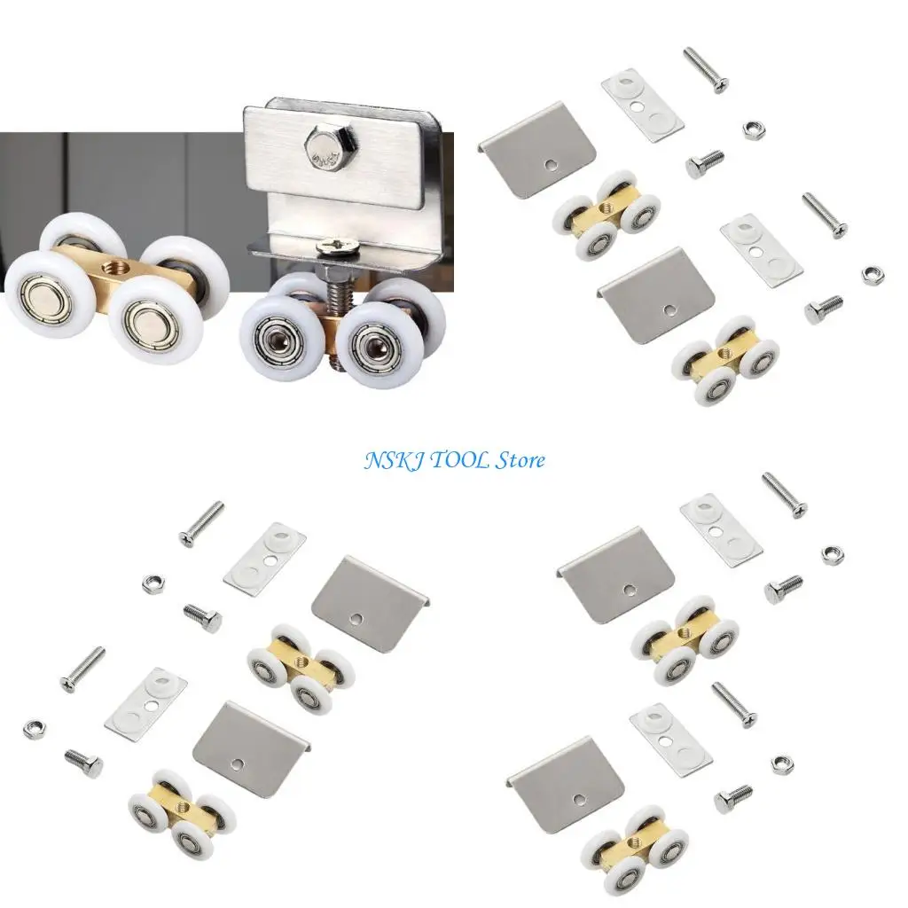 

L8RC 2шт ролики для душевой двери из нержавеющей стали сверхмощные бесшумные раздвижные подвесные колеса