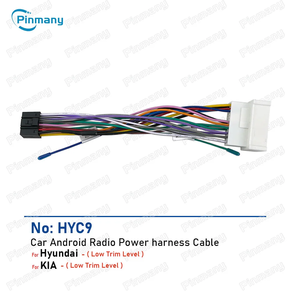 Car Stereo Cable Connector Android Radio Audio Power Wire Harness Adapter HYC9 For Hyundai Accent Azera H100 H350 KIA Carnival