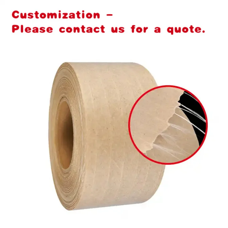 custom.Environmental Recyclable Carton Sealing Packing Custom Printed Fiberglass Reinforced Brown Kraft Paper Gummed